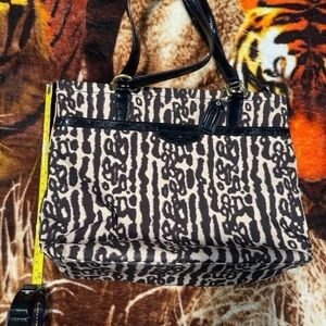 Stylish Black and White Animal Print Women's Bag